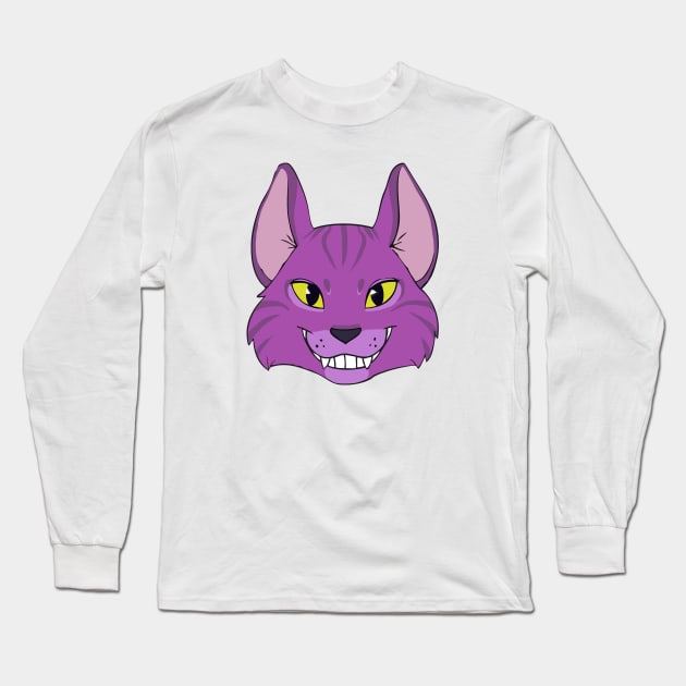 Violet Cat Grins Long Sleeve T-Shirt by LobitoWorks